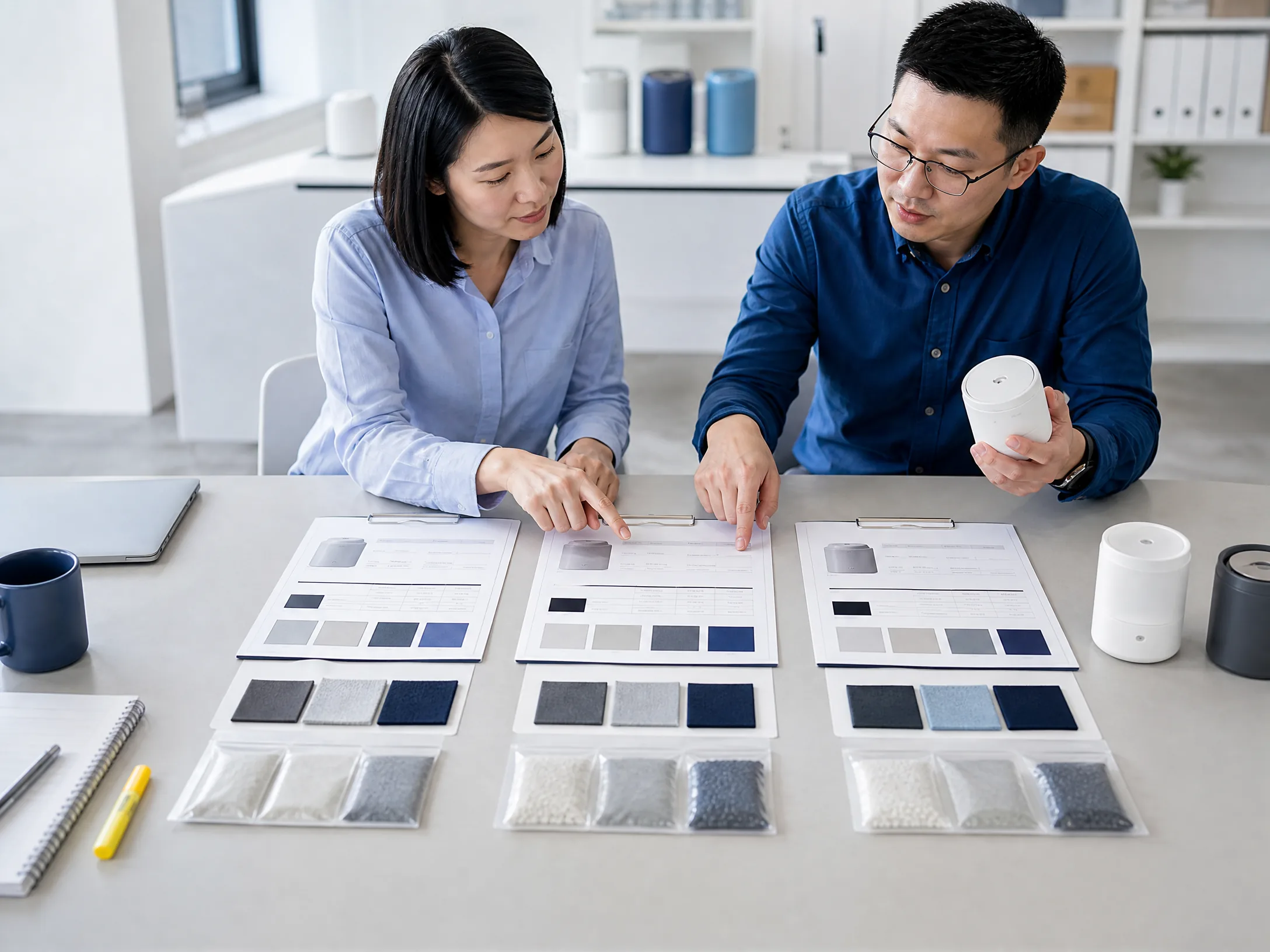 Buyer comparing supplier quotations, materials and product assumptions